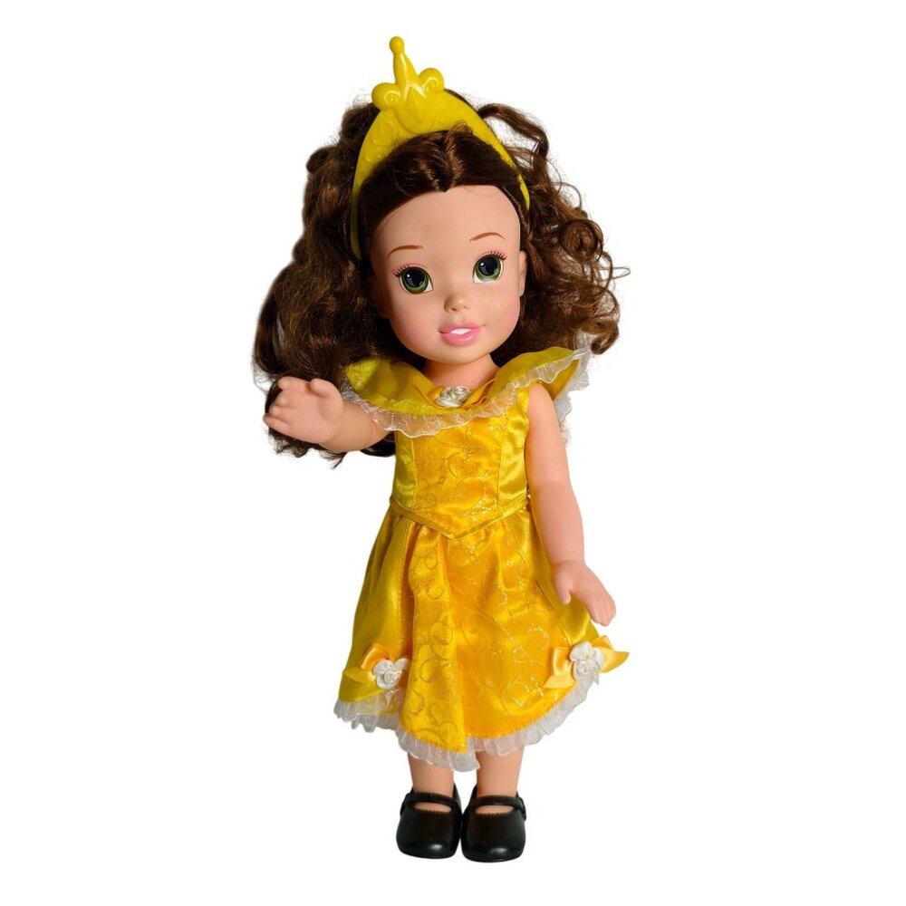 Disney Princess Belle 15" Doll My First Princess Yellow Dress Tiara Green Eyes